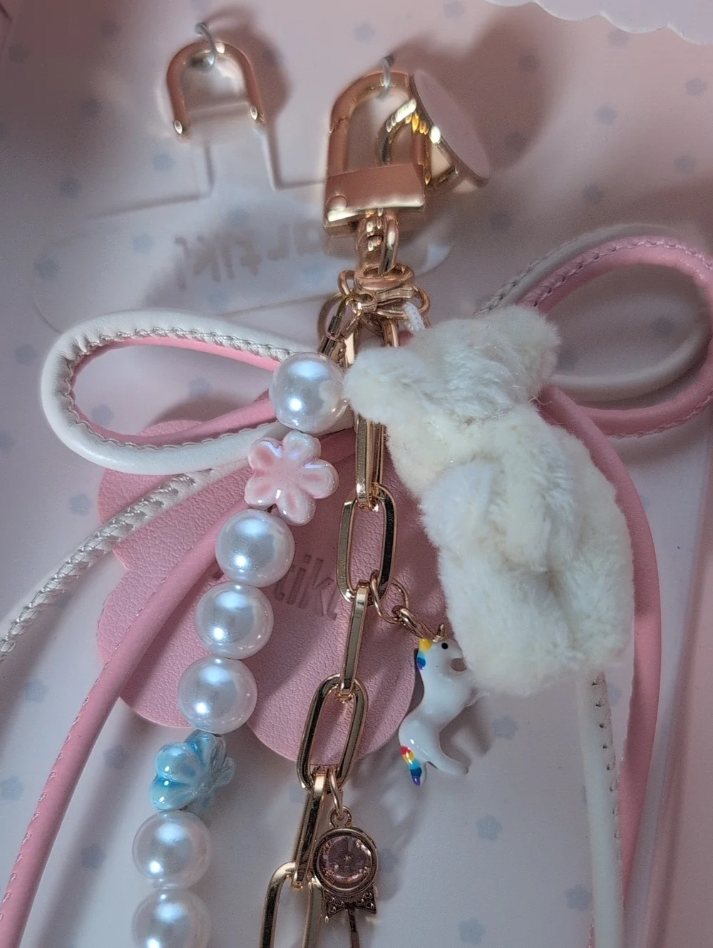 Artikl Pink Floral Bear Multi-use Phone Charm